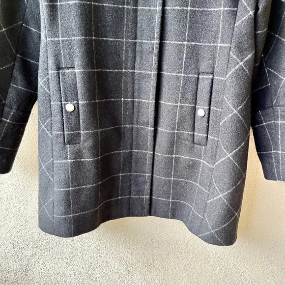 Lucky Brand Checkered Wool Blend Zip Front Coat Small - Picture 5 of 10